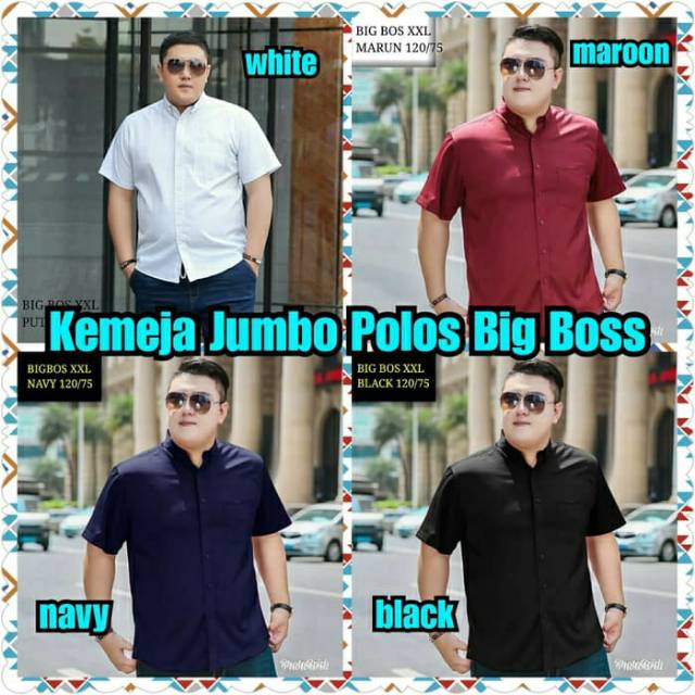 Pakaian Cowok Kemeja Pria Polos Pdk JUMBO Big Boss dan Denim Ivan