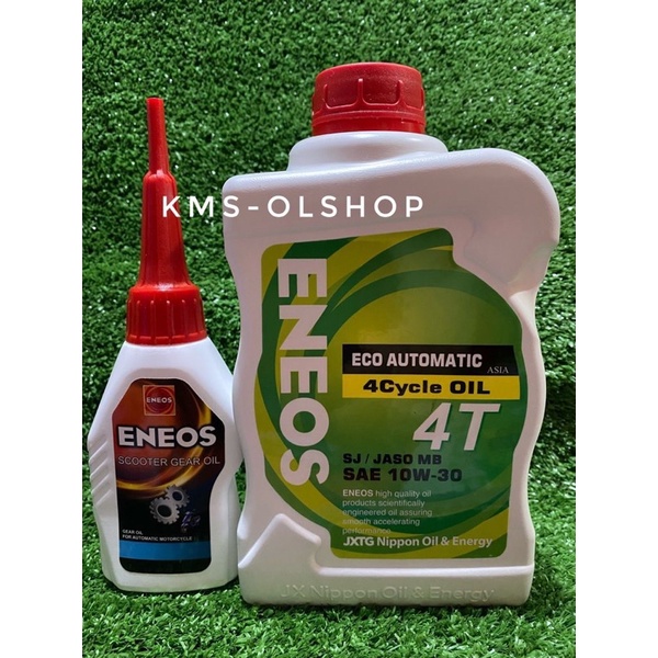 Paket Oli Mesin Motor Eneos Eco Auto Matic 10W30 1L / 1000 ml dan Oli Gardan Scooter Eneos 120 ml