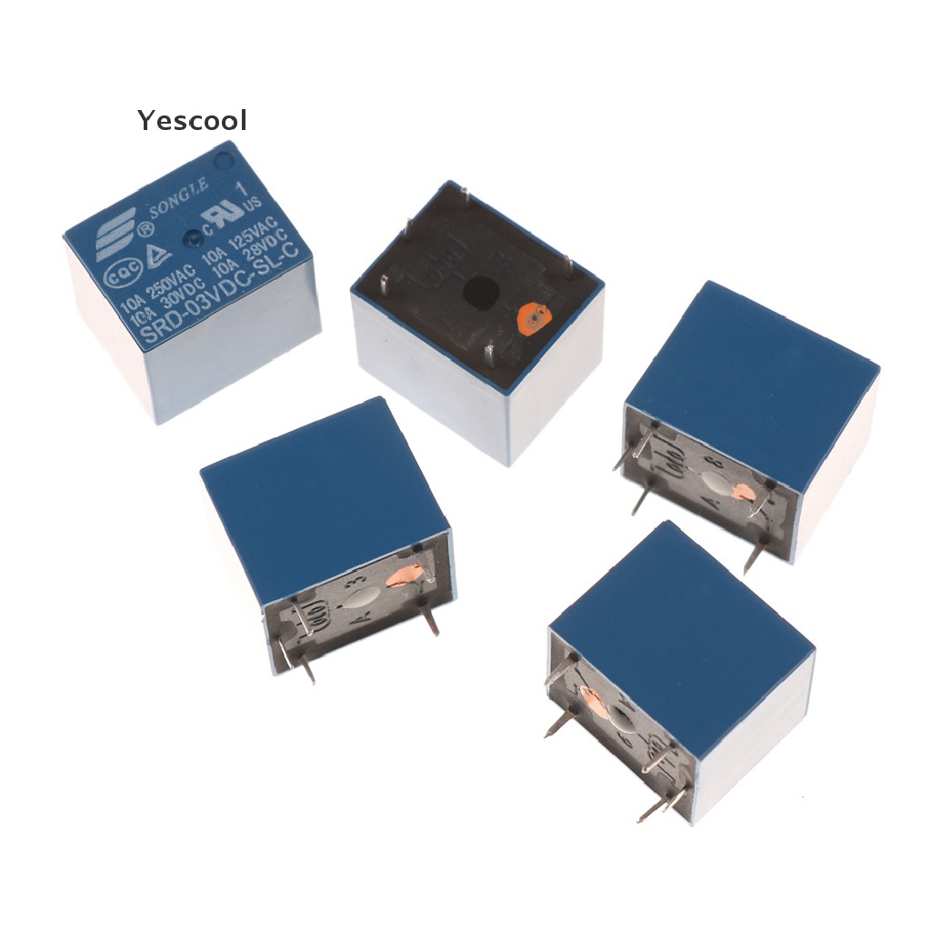 Yescool 5Pcs Power Relay DC 3V Mini SRD-3VDC-SL-C PCB