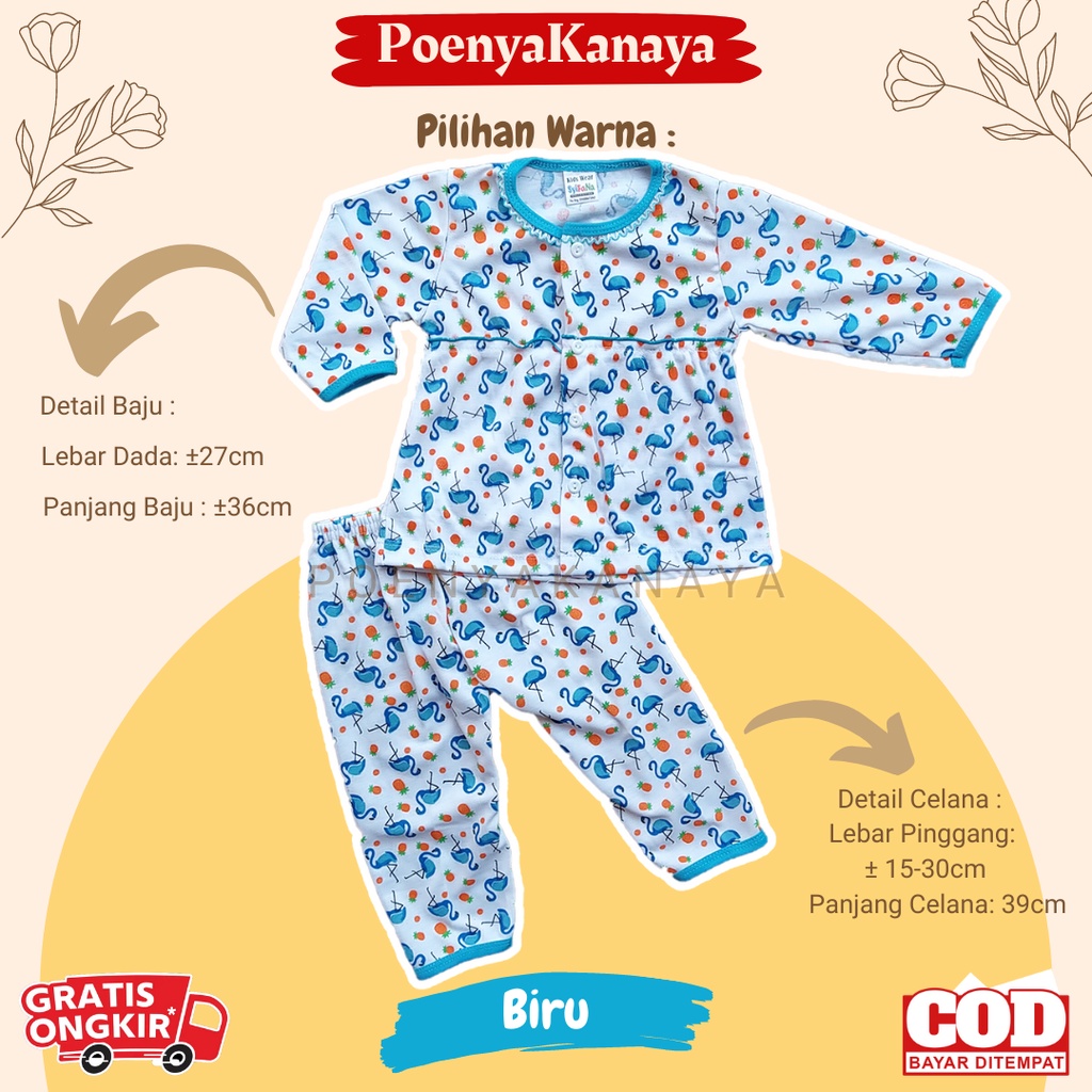 Setelan Baju Bayi Piyama Bayi Panjang Perempuan FLAMINGGO 2 SYIFANA 3-12 bln SPY111