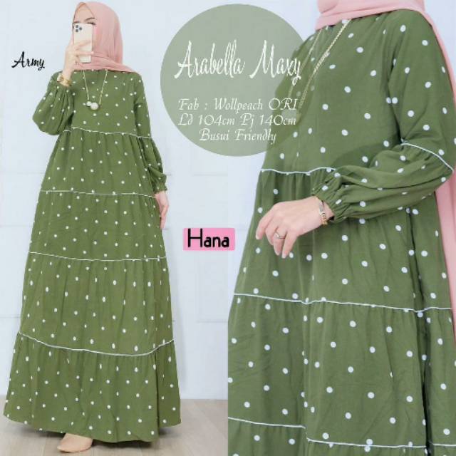 Arabella maxy dress gamis motif polkadot