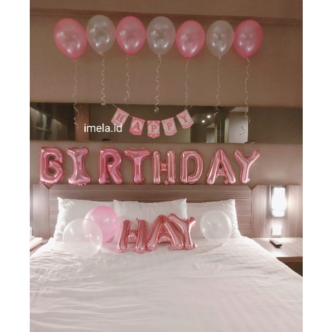 PAKET DEKORASI ULANG TAHUN / Dekorasi balon ulang tahun / set balon ulang tahun tema pink