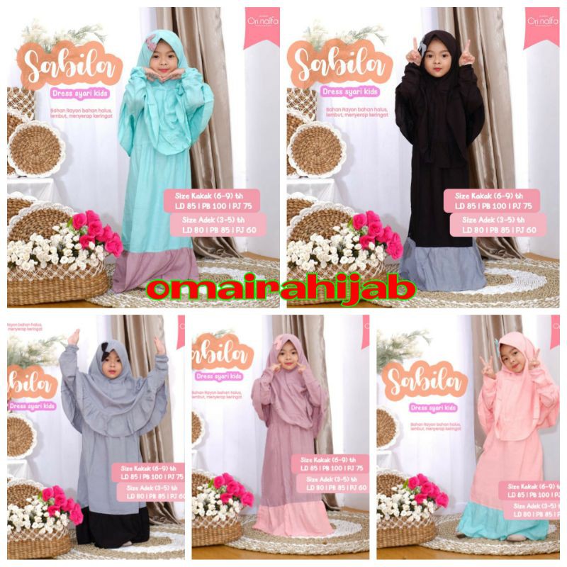 Set Gamis Anak Rayon usia 3-9 th || Sabila Kids by Naifa