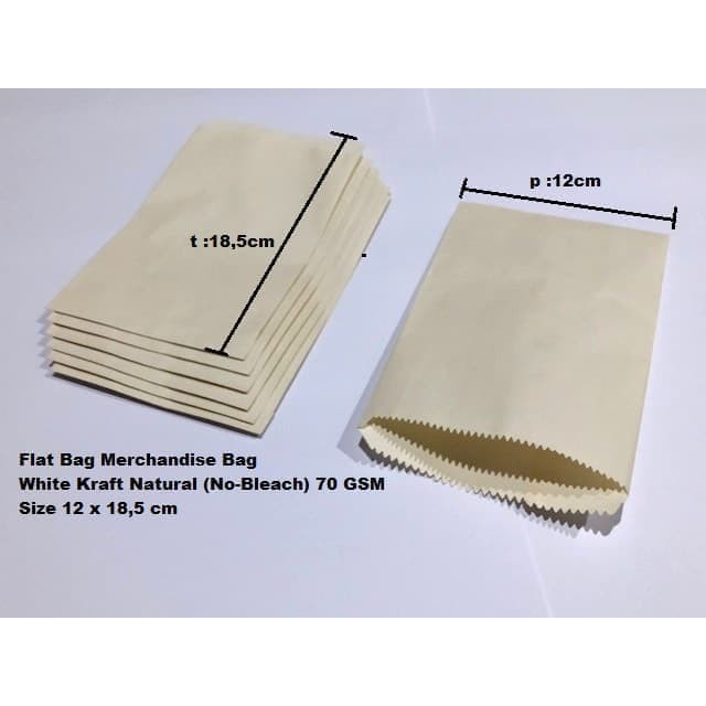 

Kertas Bungkus Makanan / Roti / Paperbag Flat Kantong Kertas Natural (XS) Souvenir Putih Polos