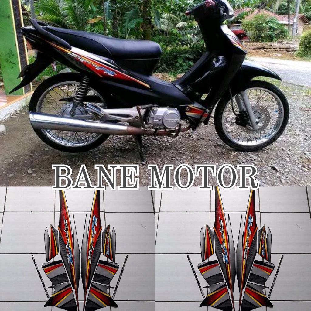 striping motor Supra Fit 2006 hitam - stiker body Honda Supra Fit New 2006