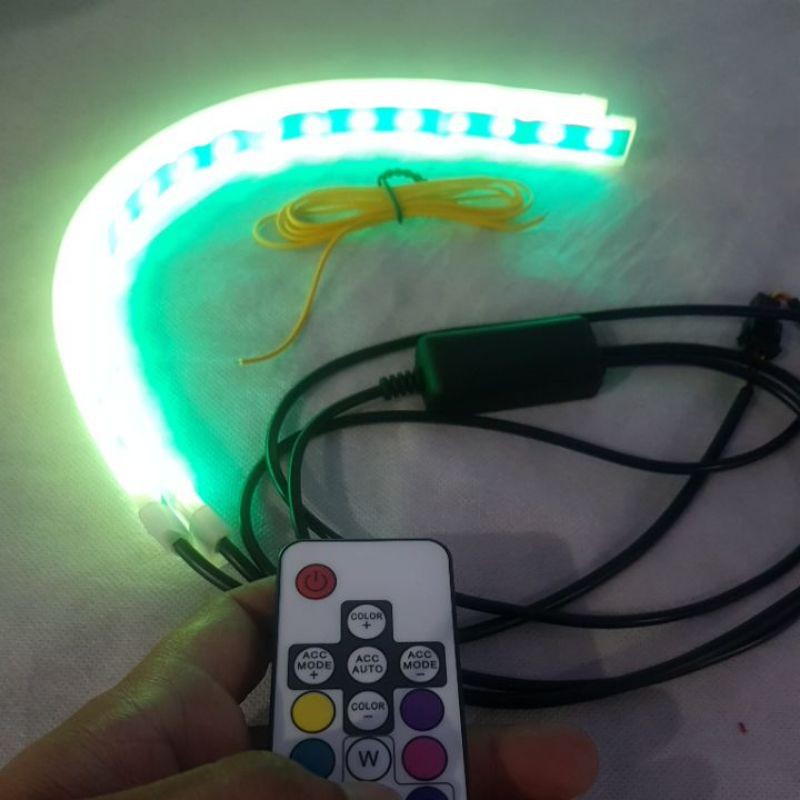 Lampu Alis RGB Drl Flexibel Slim RGB Remote Rubah Warna 30 Cm