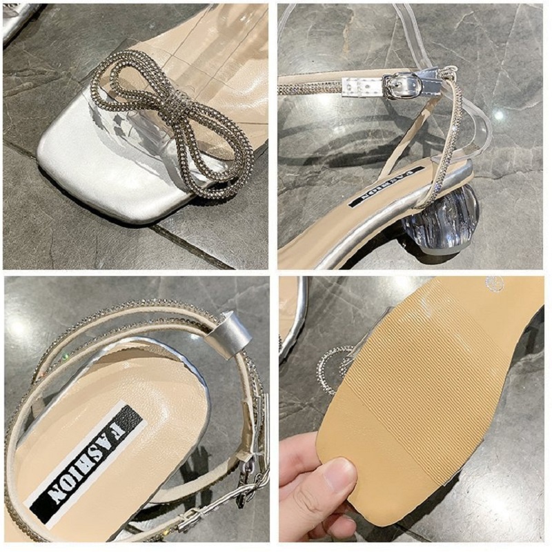 DDS21908 Sandal Hak Wanita Import Heels Kaca Transparan Hak Tinggi