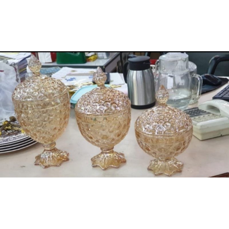 Toples lebaran capodimonte toples kue  3susun lebaran kaca elegant toples capodimonte warna