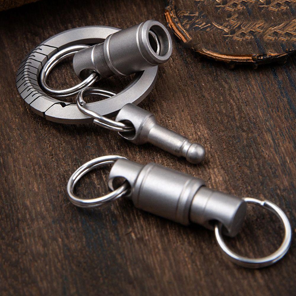 Lanfy Titanium Alloy Keyring Mini Klip Yang Dapat Dilepas Rilis Cepat Sabuk Pinggang Ganda Dilepas Tarik Alat Luar Gantungan Kunci