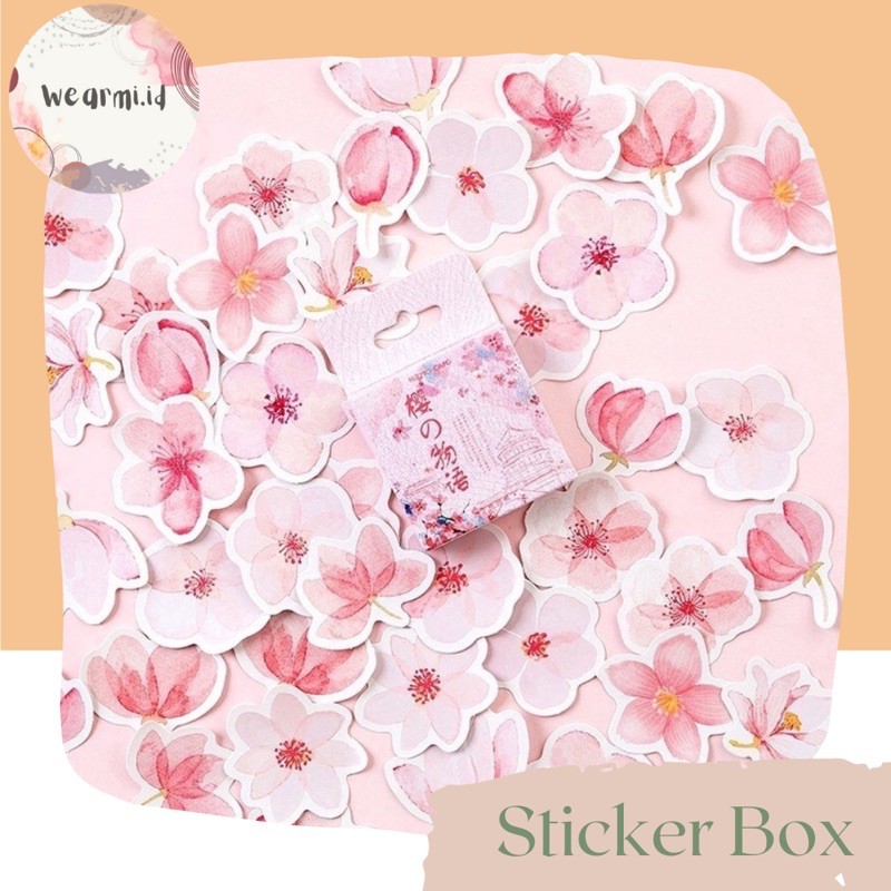 

45 Pcs Deco Sticker Box Planner DIY Scrapbook Stiker Dekor Kotak Bunga Sakura Aesthetic