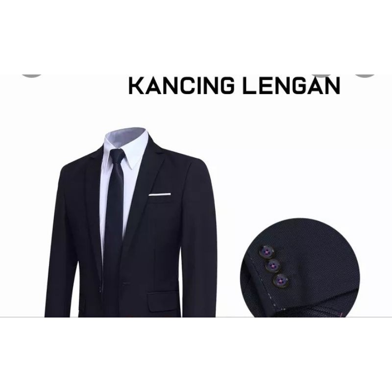 HOT SALE Jas Formal Pria Hitam Pekat Bahan Wol Jettblack Premium - Jas Wisuda