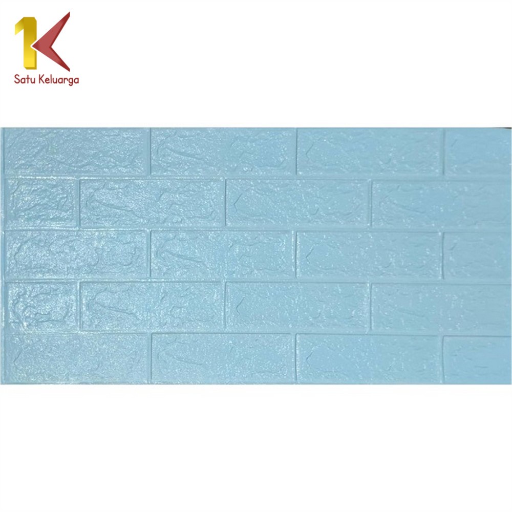 Satu Keluarga Walpaper Stiker Dinding Dekorasi Kamar C206 Wallpaper Dinding Foam 3D Kecil Motif Batu Bata-Batu Bata BIRU MUDA