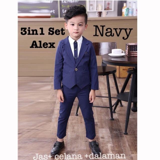 SETELAN JAS ALEX 3IN1 ANAK LAKI LAKI / SETELAN JAS ANAK2 / JAS DAN CELANA ANAK KECIL