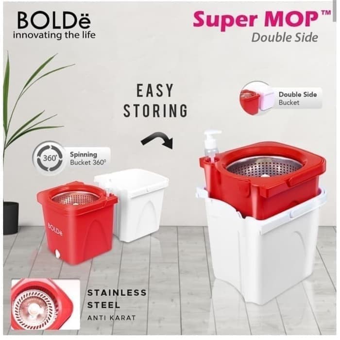 Alat Pel Lantai SUPER MOP BOLDe Double Side - Ember Terpisah original