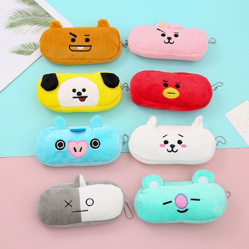 

Tempat Pensil bt21 bludru Plushy Kotak Pinsil Wadah Plushie Empuk Bulu Halus Bangtan Army KPop Korea