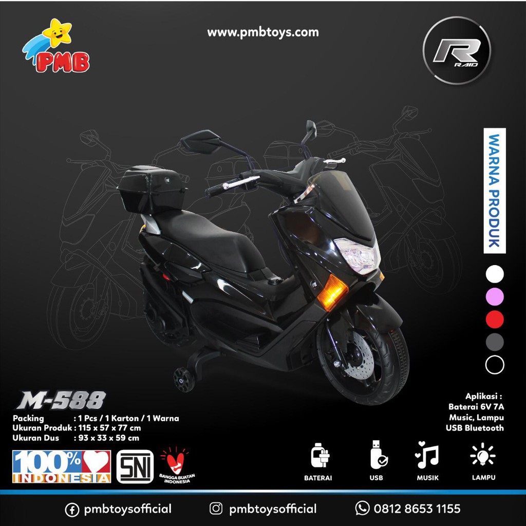 MOTOR AKI PMB M588 MAINAN ANAK MODEL YAMAHA NMAX , motoran aki murah , motoran anak, mainan anak