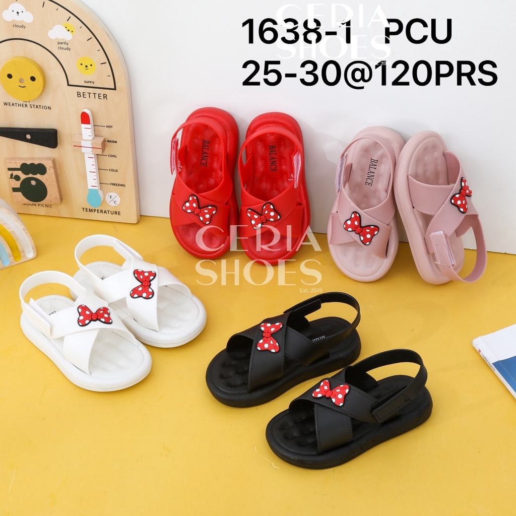 BALANCE Sandal Jelly Anak Tali Belakang Perkat Velcro Motif Pita Mickey Bahan Karet Empuk Anti lecet Sol Non-Slip Karet Tebal 1638