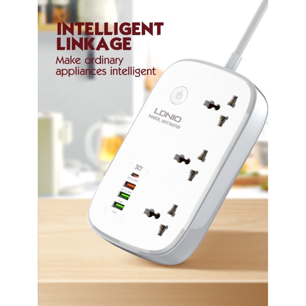 LDNIO SCW3451 DEFENDER SERIES - WiFi Smart Power Strip 3 Socket Universal dengan 4 USB Port