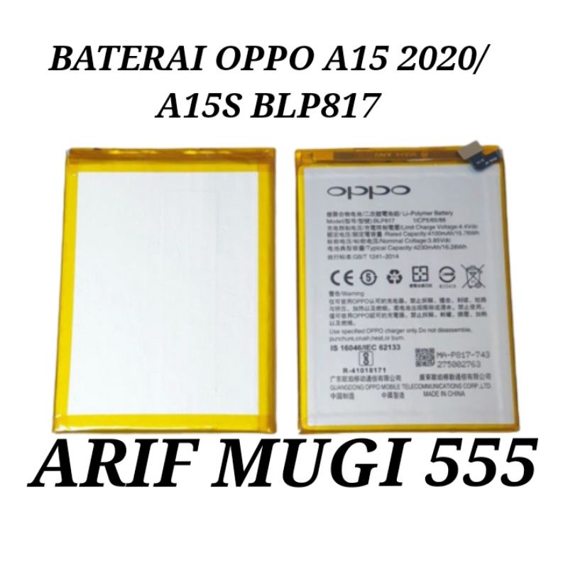 BATERAI BATTERY BATRE BATRAI OPPO A15 2020 A15S BLP817 ORIGINAL