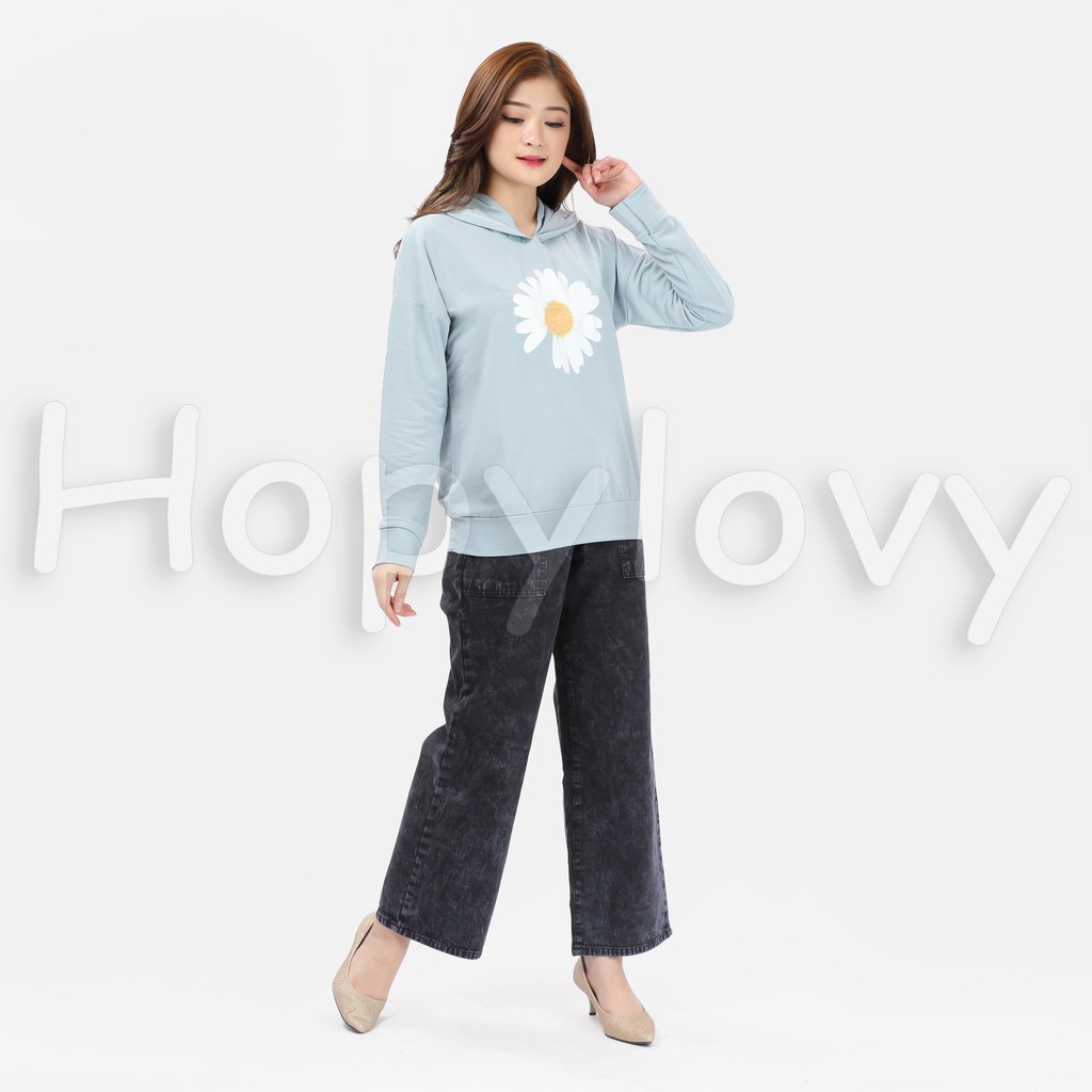 HOPYLOVY Sweater Hoodie Wanita Motif Daisy