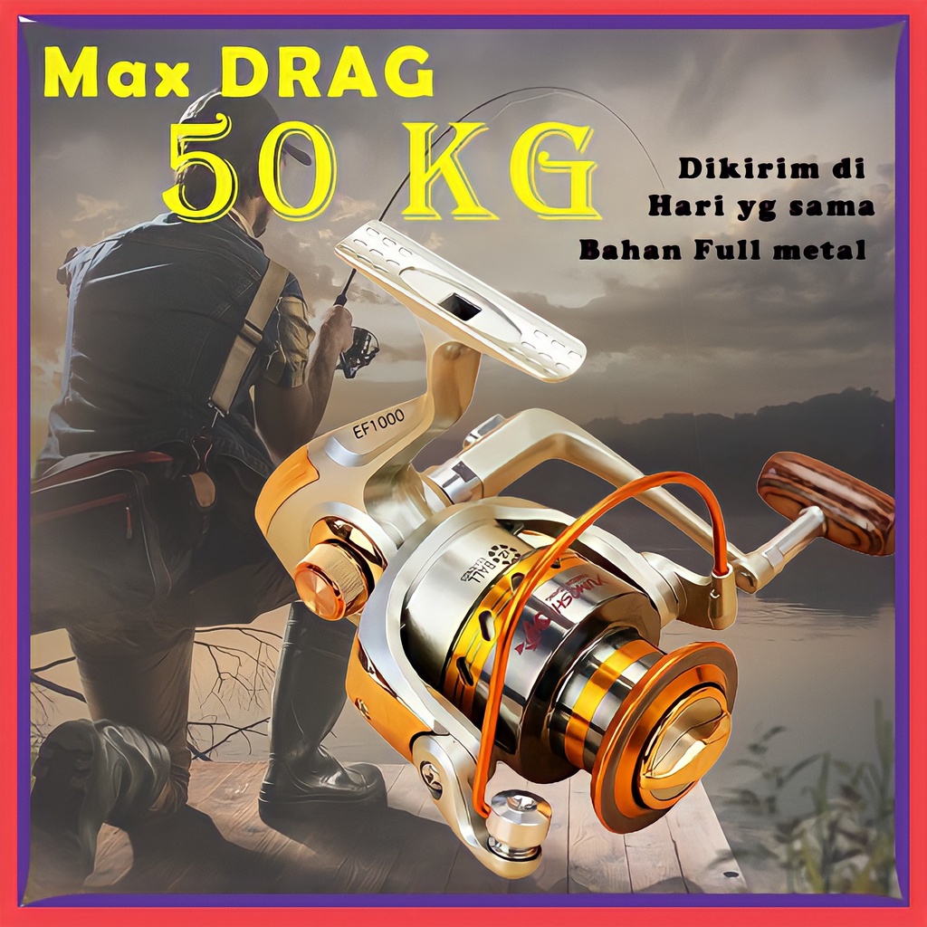 Riil Alat Reel Pancing Set Power Handle OROGINAL Real Untuk Pancing Laut Kuat 50 KG