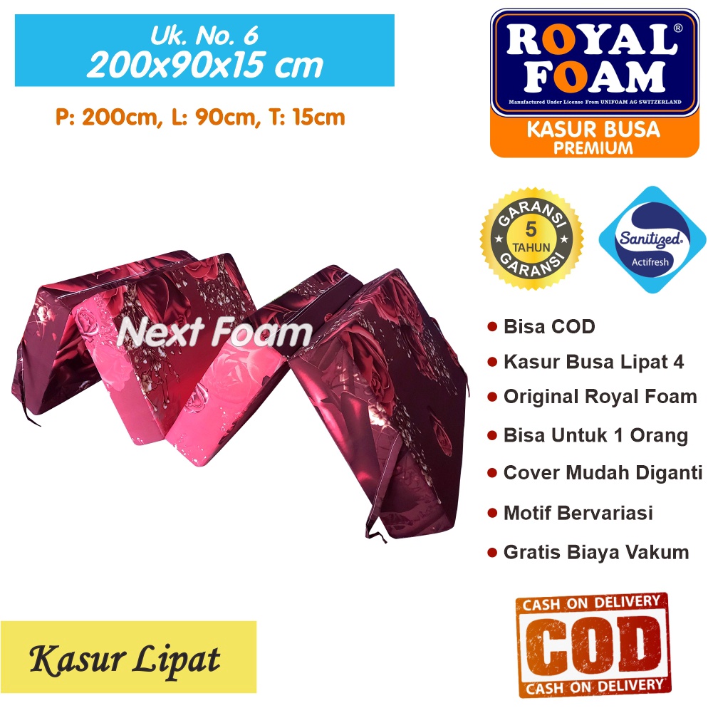 Kasur Busa Lipat Royal Foam Ukuran No 6 200x90x15 cm Tebal 15 cm D16 ORIGINAL Garansi 10 Tahun