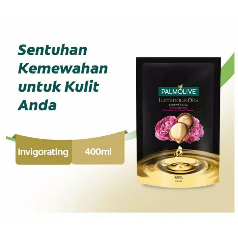 PALMOLIVE SABUN MANDI CAIR REFILL LUMINOUS OIL invigorating  / BODY WASH PALMOLIVE 400ML