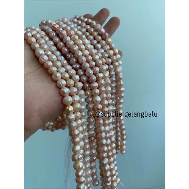 Bahan Mutiara Air Tawar Barok / Baroque LAVENDER 8 x 12mm Bulat pearl