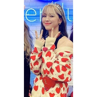 Ryujin itzy red heart cardigan knit