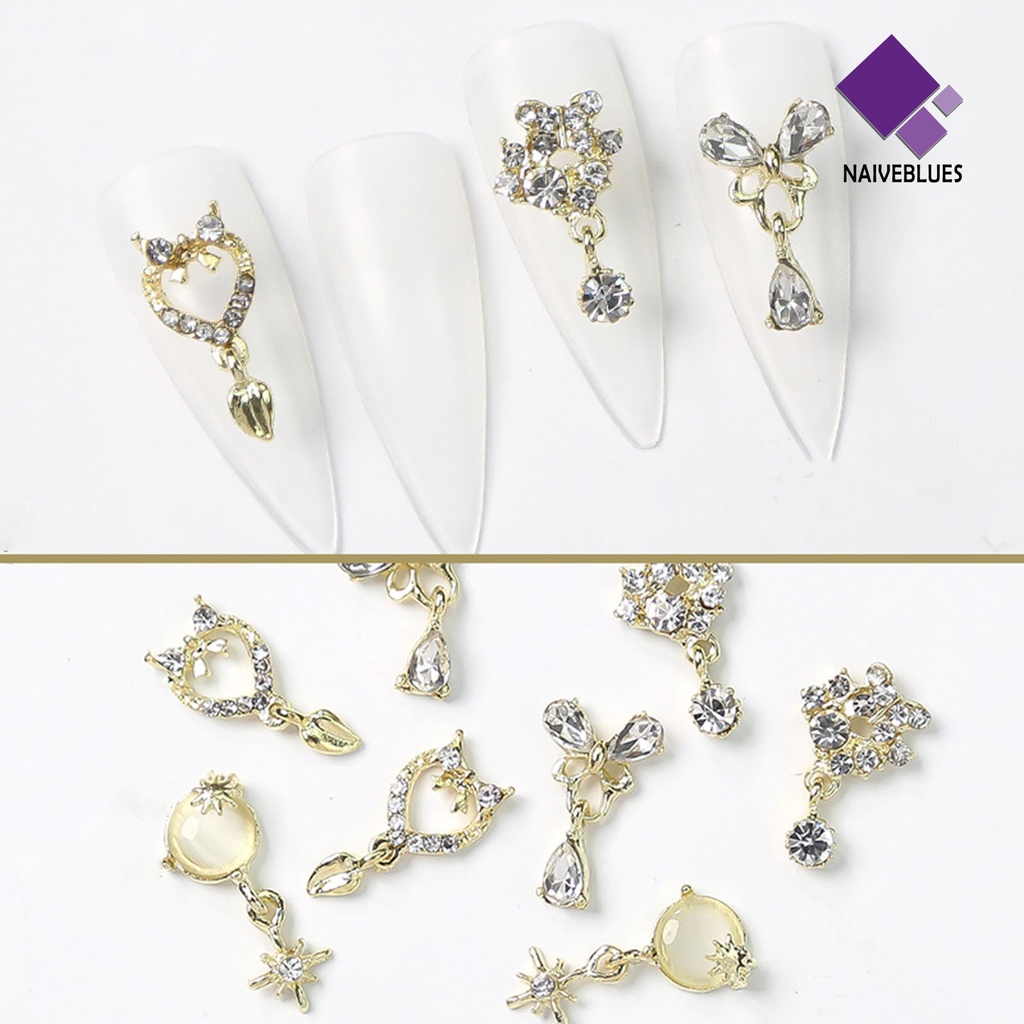 Naiveblue &gt; 5Pcs / Set Ornamen Glitter Untuk Dekorasi Nail Art / Manicure DIY
