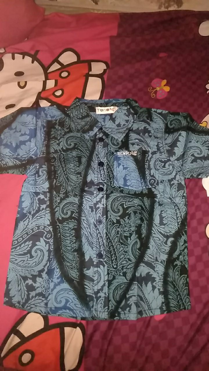 Torio Indonesian Smart Casual Blue Batik - Kemeja Batik Anak Laki-laki