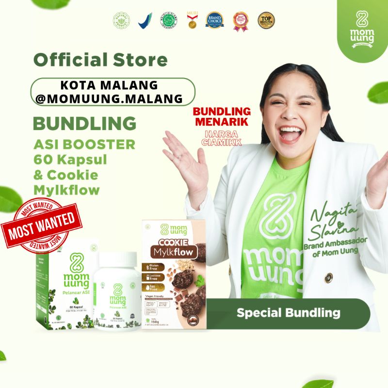[DISTRIBUTOR MOM UUNG] SPESIAL BUNDLING ASI BOOSTER ISI 6O KAPSUL DAN MYLKFLOW (COOKIES/SUSU)