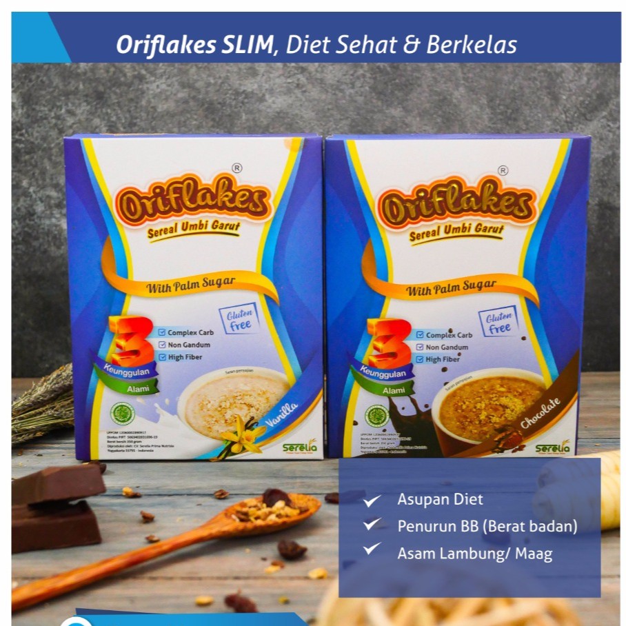 ORIFLAKES SLIM 350 gram, Oriflakes Umbi Garut, Oriflakes Solusi Asam Lambung Maag dan Gerd Ampuh