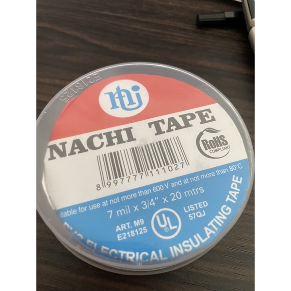 NACHI TAPE ISOLASI LISTRIK  SOLASI KABEL PVC ELECTRICAL INSULATING 7mil x 3/4 20 METER