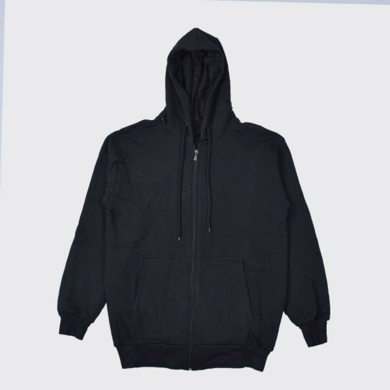 Jaket Hoodie Hitam Polos(Cotton Fleece)
