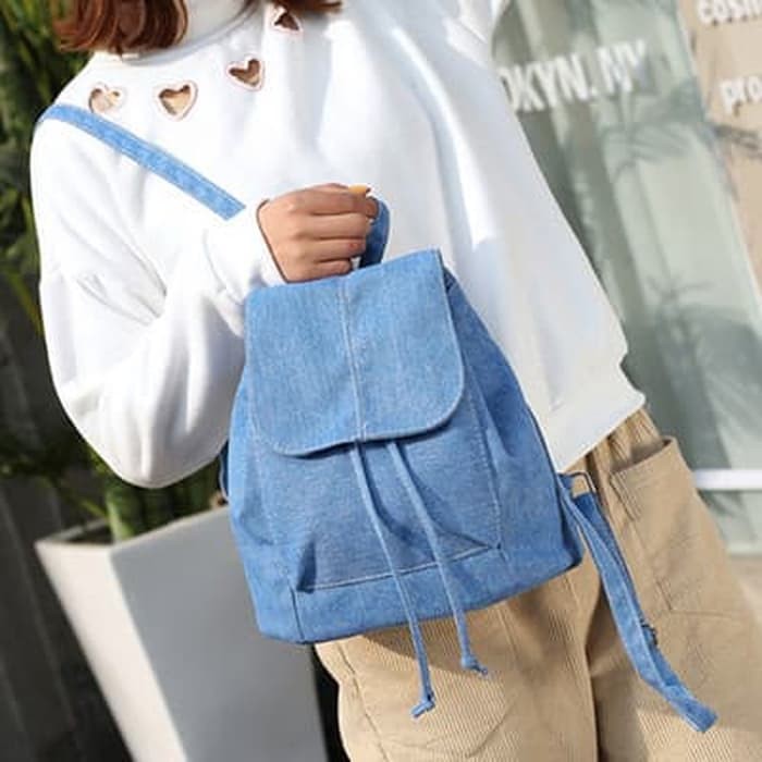 [Ransel Jeans Emma Import Blue FS] Tas Wanita Jeans Biru