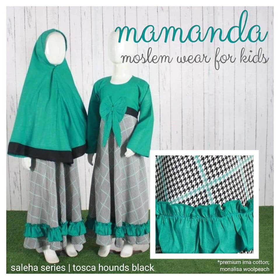 Gamis Saleha Tosca Hounds Black by Mamanda