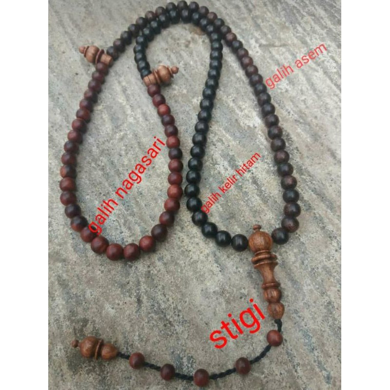 tasbih muslim 4 jenis kayu galih kelor, galih nagasari, galih asem dan stigi