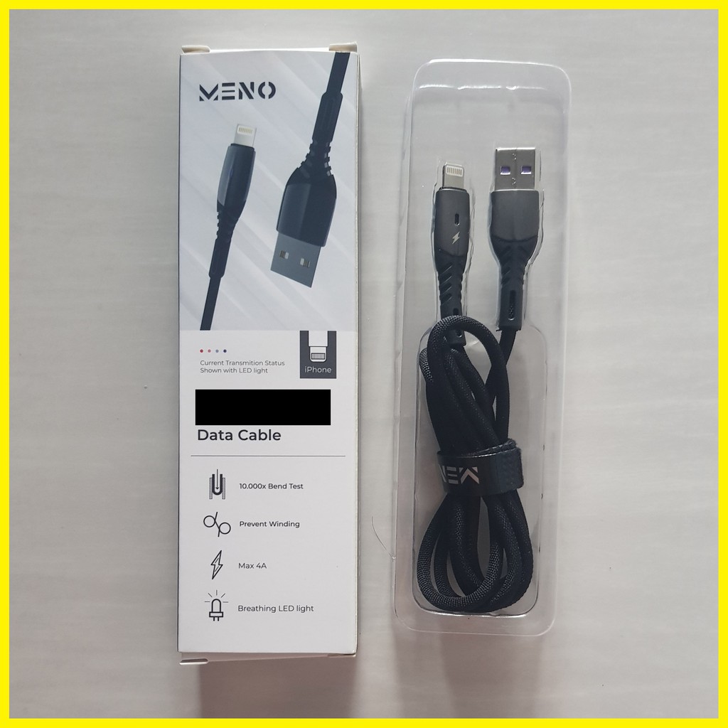 MENO LED iPhone Cable Tahan Tekuk Mobil car 11 12 13 X Xs Max 8 7 6 Charger Kabel 5 Hp ipon SE Data Lighting