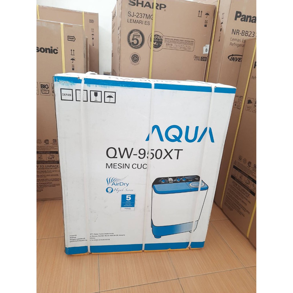 AQUA Mesin Cuci 2 Tabung 9 Kg Hijab Mode QW-950XT Twin Tube 950XT