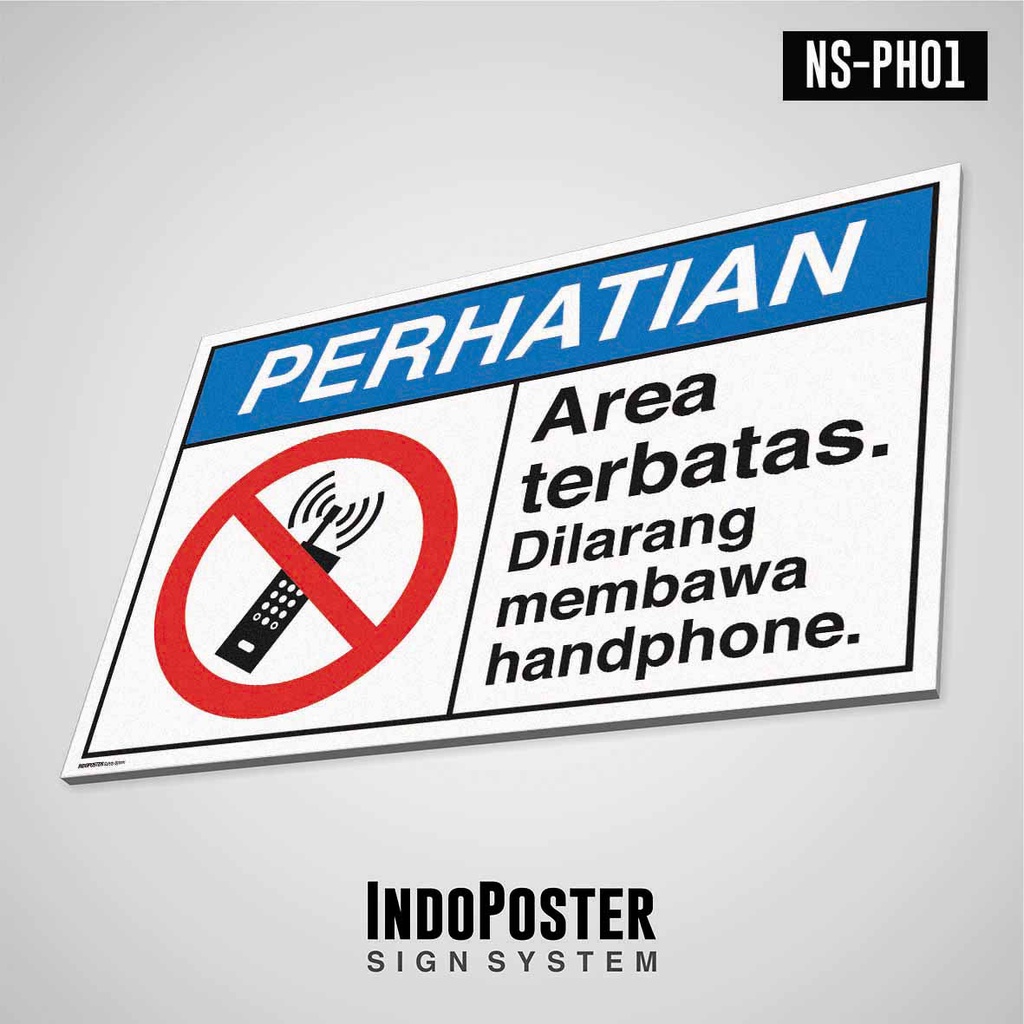 

Safety Sign Rambu K3 PVC ANSI Area Terbatas Dilarang Membawa Handphone