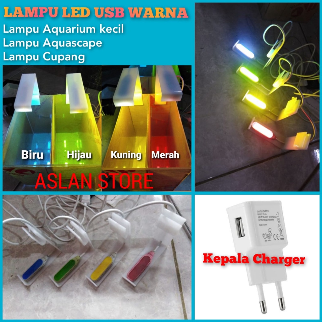 Lampu Cupang LED USB Warna Lampu hias LED Cahaya Warna untuk soliter / aquarium kecil dan aquascape mini