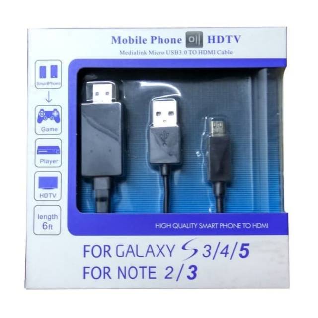 Kabel Cable  HDMI For Samsung Galaxy S3 / S4 / S5 Note 2/ 3 / 4