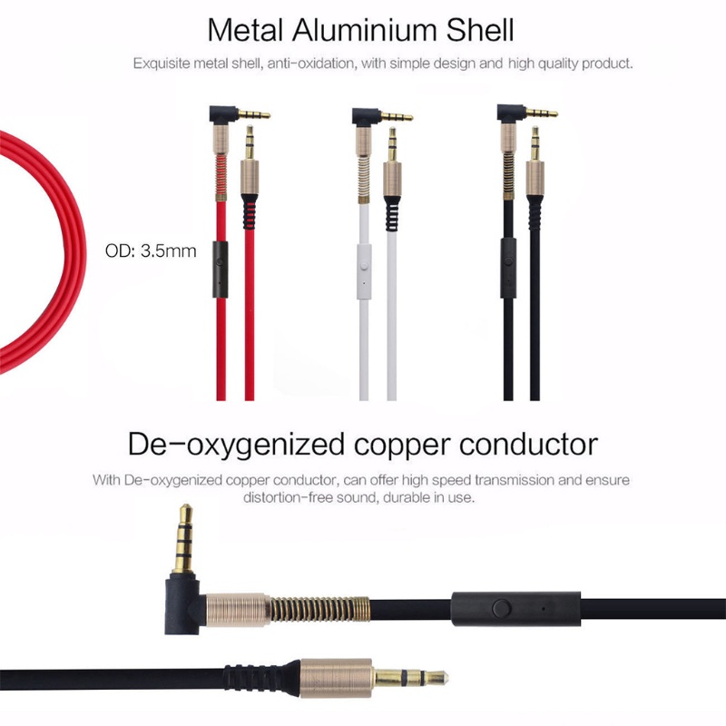 VIVI   3.5mm Male To Male Aux Cable Cord With Mic 90° Angle Car Audio Headphone Jack