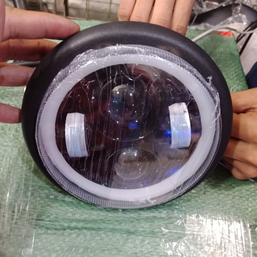 HEADLAMP ANGEL EYE LAMPU DEPAN MOTOR CUSTOM BULAT DAYMAKER JAPSTYLE MODEL LED RING VARIASI PRO G