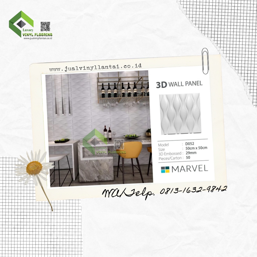 Wallpanel Dinding 3D Putih