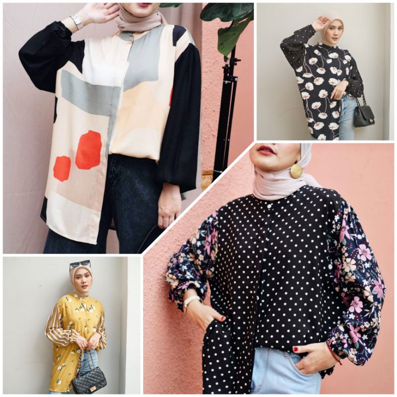 KEMEJA MOTIF OVERSIZE ALL SIZE/KEMEJA MIX MOTIF/KEMEJA MIX PATTERN/Blouse motif mix&amp;match/Atasan kombinasi/shirt kombi