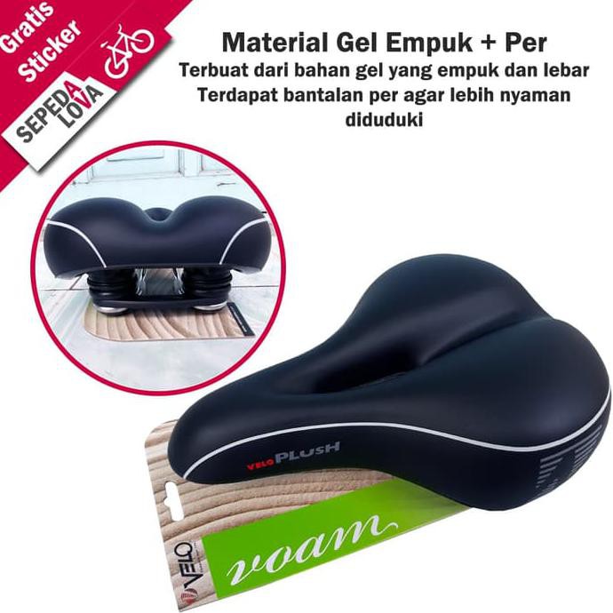 Jok Sadel Sepeda Atau Saddle Velo Plush Besar Gel Vl-6103E Dengan Per