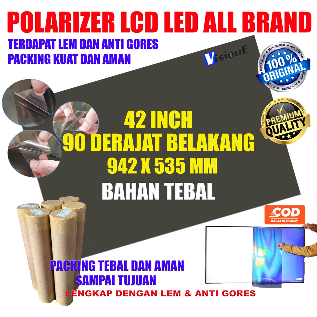 POLARIZER LCD LED 42 INCH 90 DERAJAT BAGIAN DALAM POLARIS LCD 42INC 42&quot; POLARIZED LAPISAN LCD LED KACA POLARISER