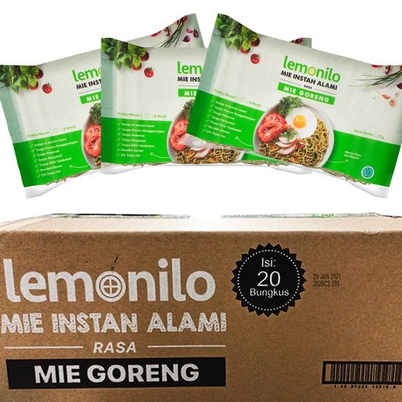 mie instant dus murah sehat mie goreng lemonilo (1 dus@20 packs)